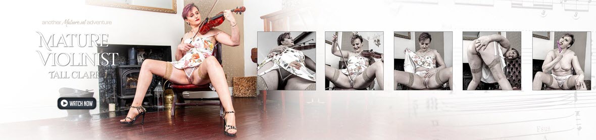 Mature.nl Tall Clare (EU) (49) - Shaved mature Tall Clare loves playing the violin and her pussy