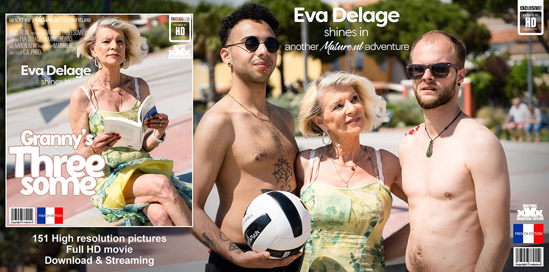 Mature.nl Aaron Klay (24), Eva Delage (EU) (70) & Maxime Horns (28) -  Modern grandma cougar Eva Delage gets two young to fuck her in a three