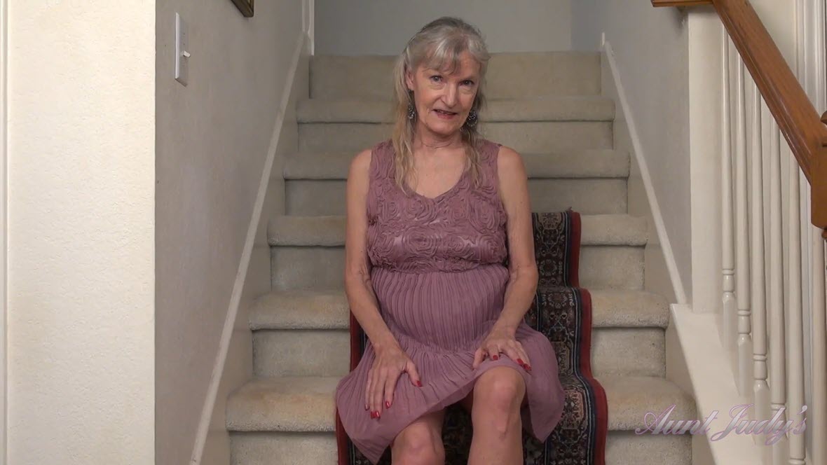 AuntJudys Diane Masturbates For You With Her Toy on the Stairs