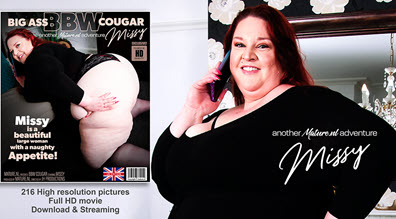 British masturbating Missy is a BBW cougar with a big ass who loves to masturbate