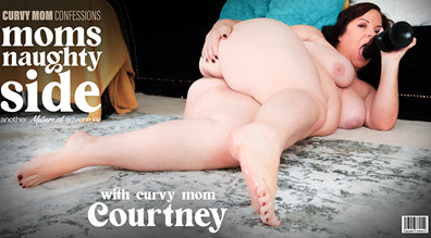 Curvy British mom Courtney with her big ass knows how to please her shaved pussy when she's alone