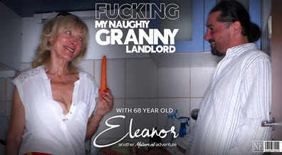 Lucky to fuck my skinny 68 year old granny landlord Eleanor in her house when her husband just left